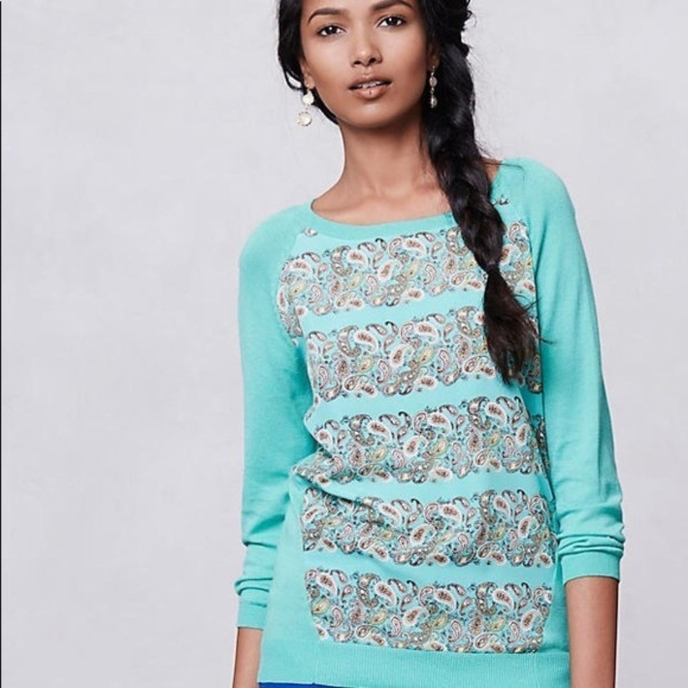 Anthropologie MOTH Mintprint paisley sweater, S.